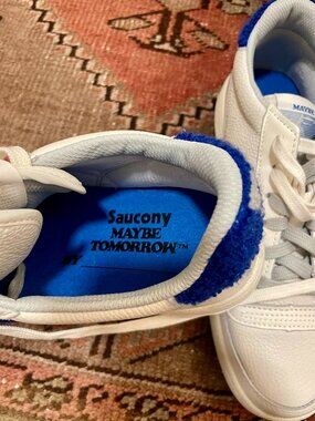 NWOB Maybe Tomorrow x Saucony Jazz Court Varsity White Blue Men's 7.5/Women's 9